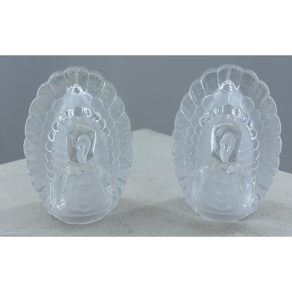 Gorham Harvest Bounty Crystal Turkey Salt & Pepper Shakers Set w/Box